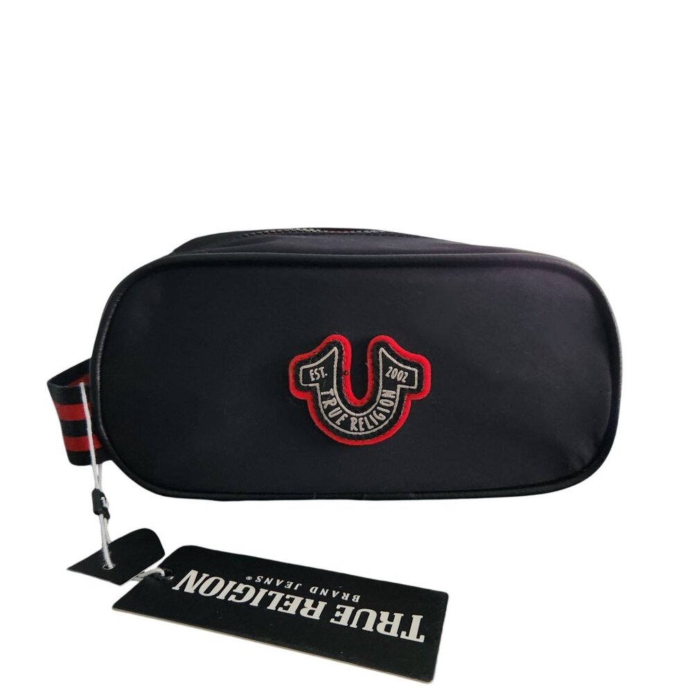 True Religion Black Red Toiletry Travel Small Bag